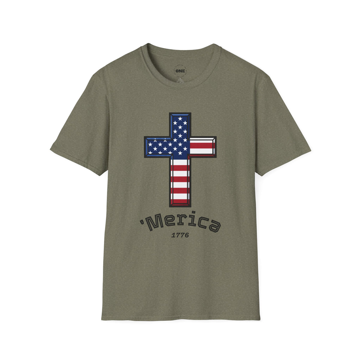 'Merica 1776 Cross T-Shirt — Patriotic American Flag Tee