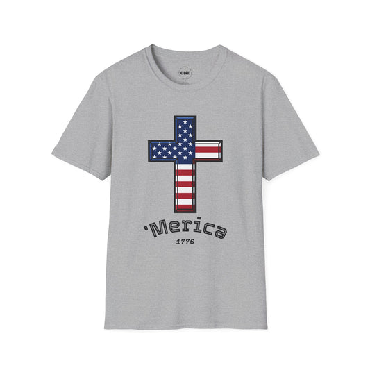'Merica 1776 Cross T-Shirt — Patriotic American Flag Tee